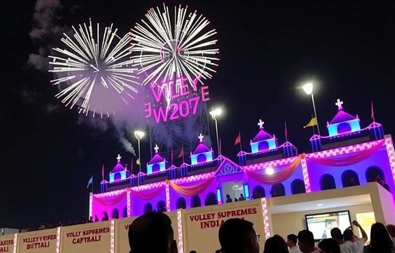 Volley Supremes India Diwali Event with fireworks and traditional decorations