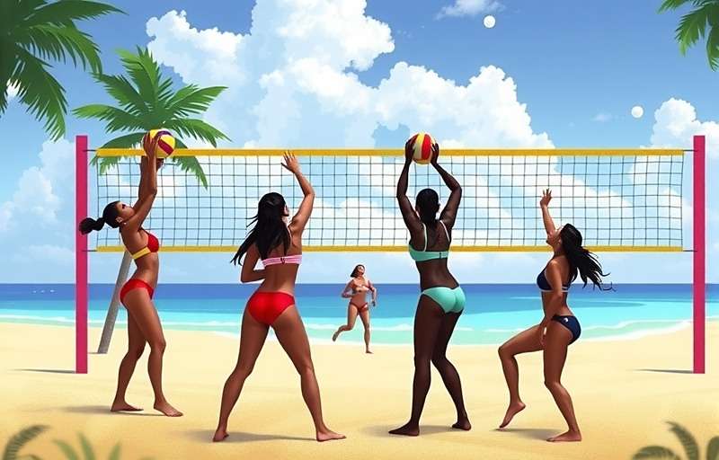 Volley Supremes India Beach Volleyball Mode concept art with Indian beach setting